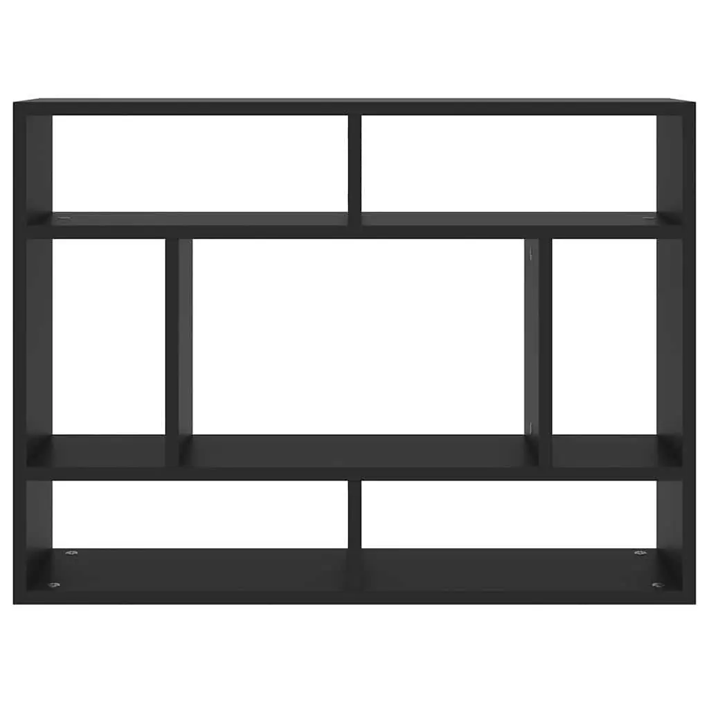 Black Open Compartments Wall Shelf 75x16x55cm