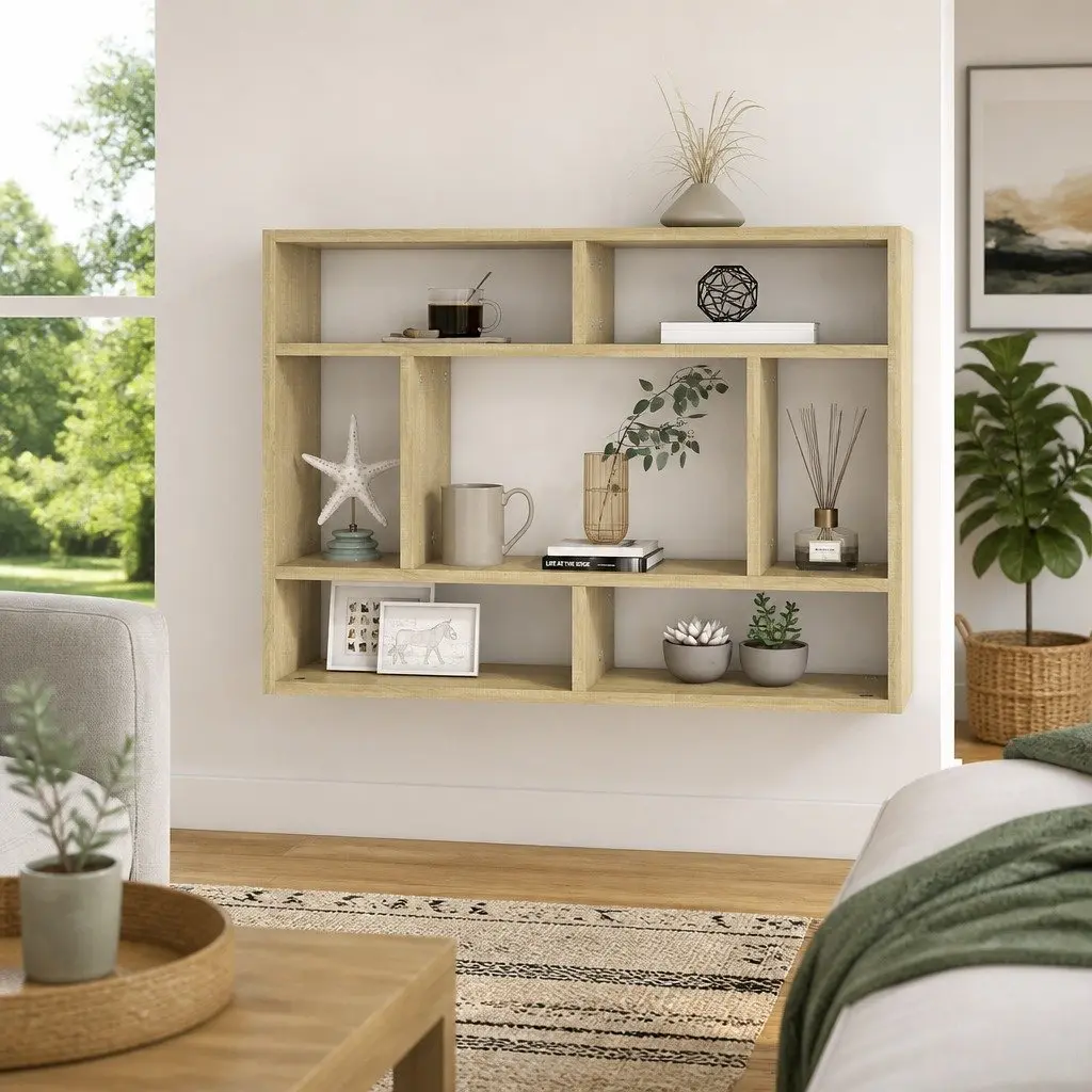 Wall Shelf Open Compartment Storage Display Unit for Home 75x16x55cm