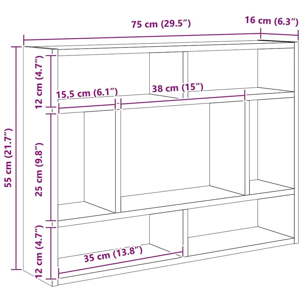 Wall Shelf Open Compartment Storage Display Unit for Home 75x16x55cm