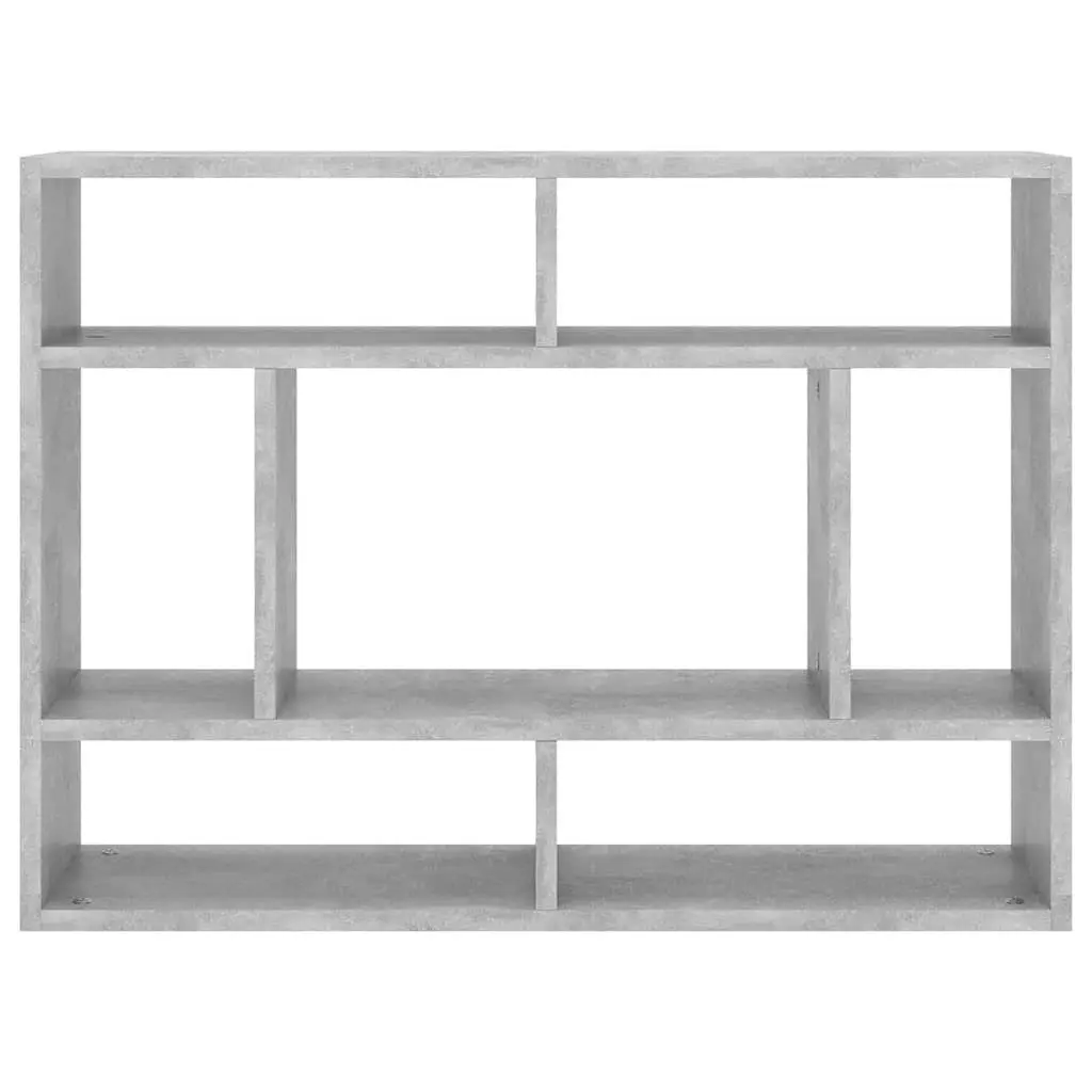 Wall Shelf Grey Storage Display Unit Open Compartments Home Shelving Organizer 75 x 16 x 55 cm
