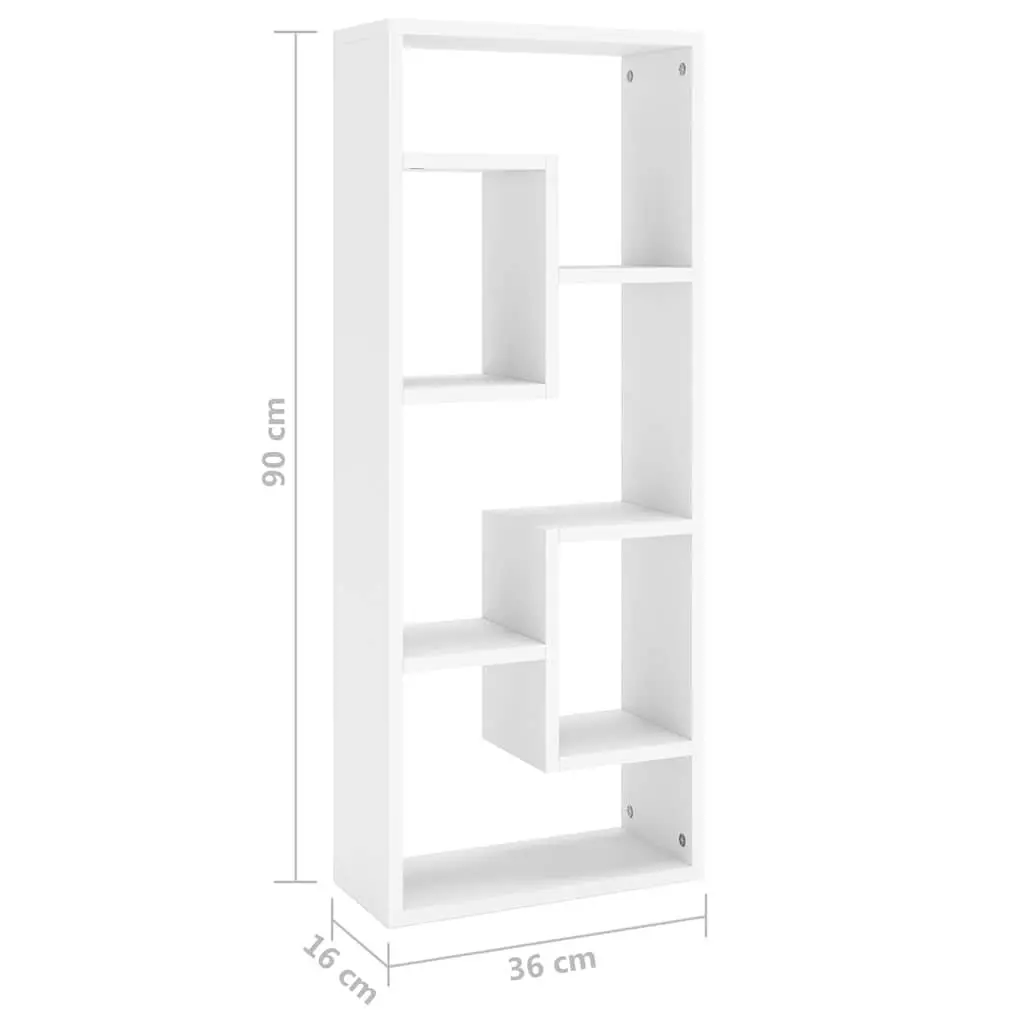 Wall Shelf White Open Display Storage Cabinet 36 x 16 x 90 cm