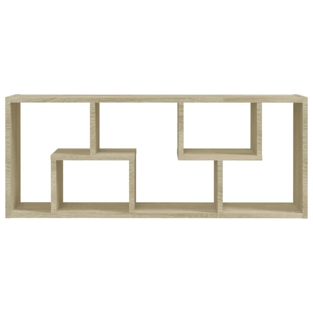 Brown Wall Shelf Storage Unit with Measurements Listed