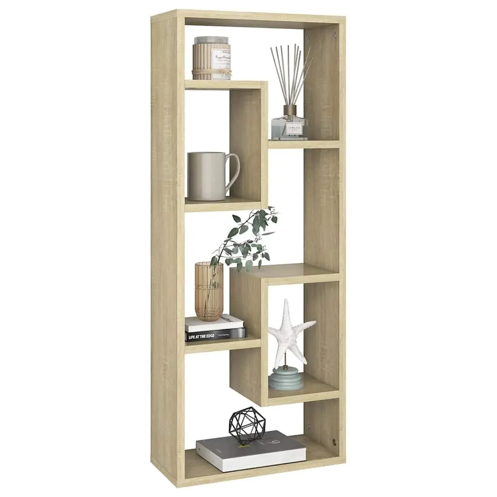 Brown Wall Shelf Storage Unit with Measurements Listed