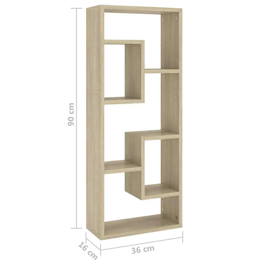 Brown Wall Shelf Storage Unit with Measurements Listed