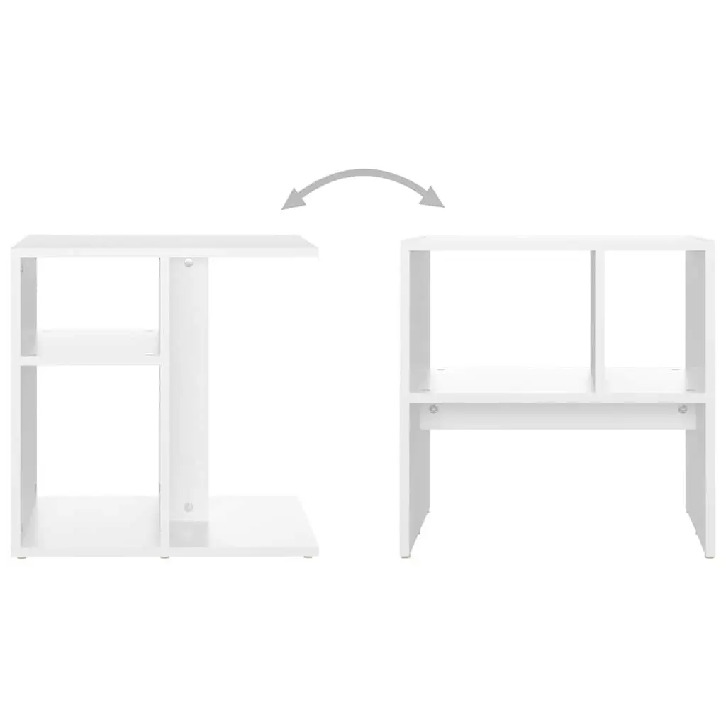 White Side Table End Table Living Room Accent Storage Furniture 50x30x50 cm