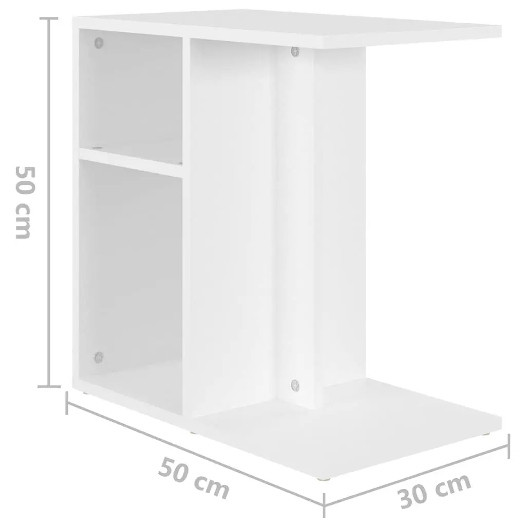 White Side Table End Table Living Room Accent Storage Furniture 50x30x50 cm