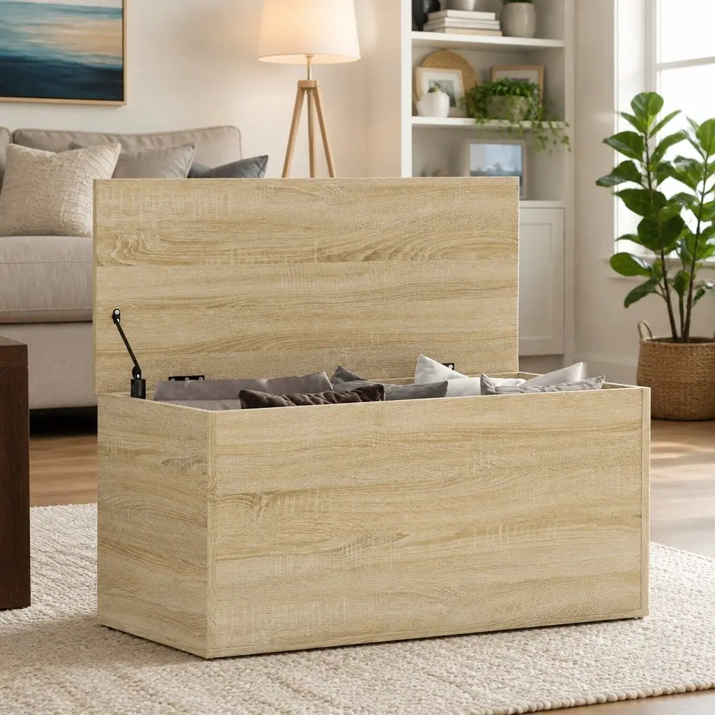Storage Chest Wooden Organizer for Living Room Bedroom 84x42x46cm