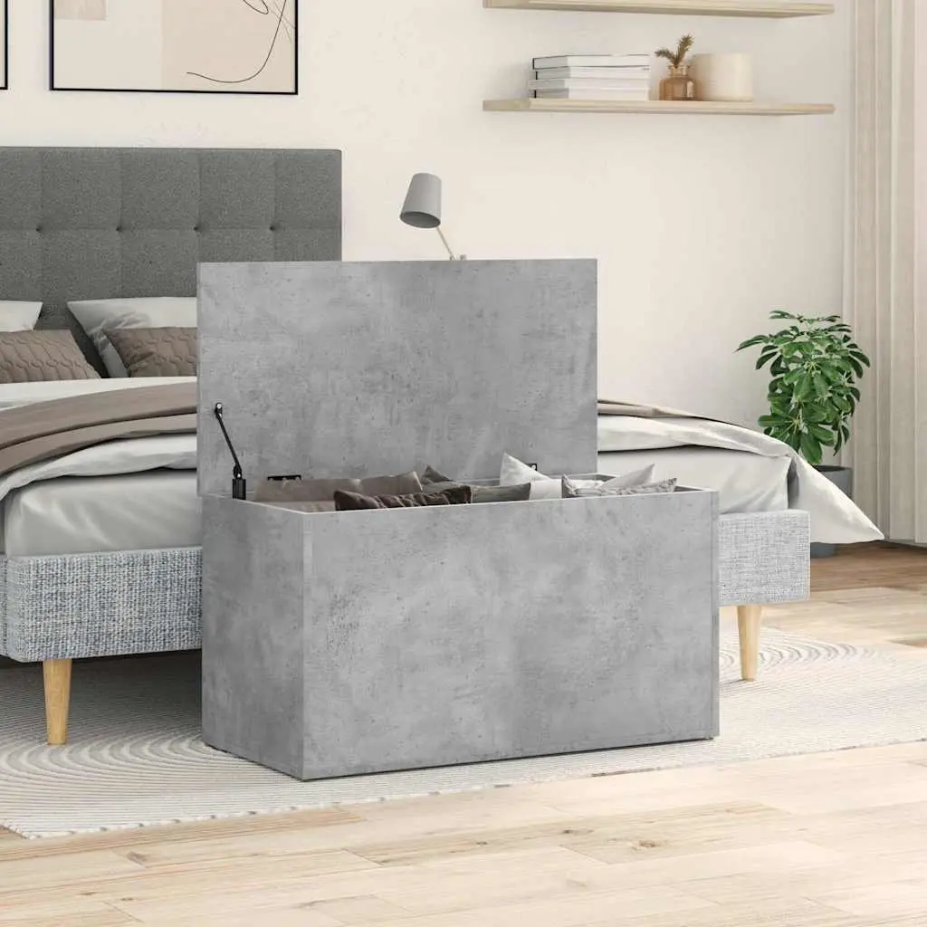 Storage Chest Grey Engineered Wood Bedroom Living Room Organizer Box