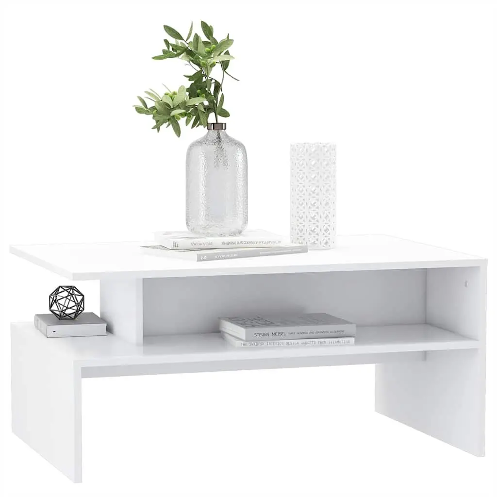 Coffee Table White Modern Living Room 90W x 60D x 42.5H cm