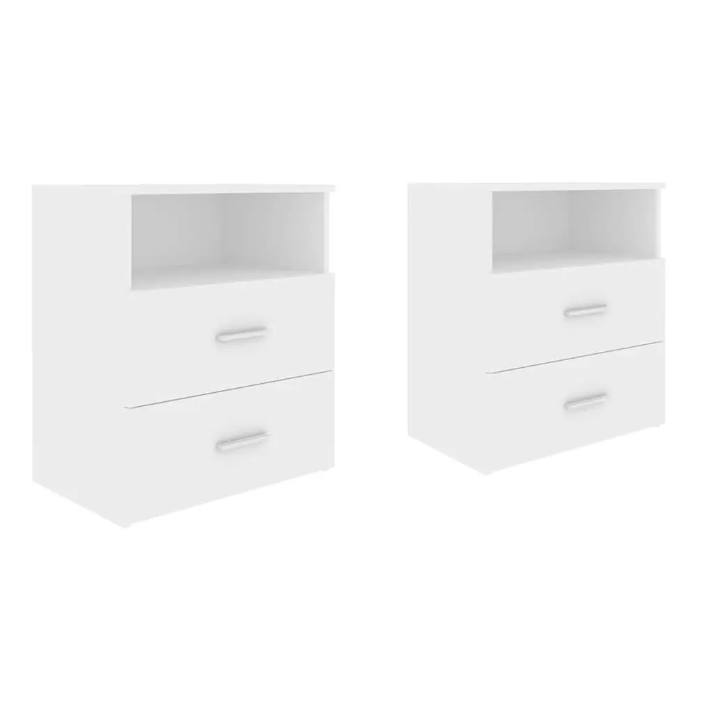 Bedside Tables 2 pcs White Bedroom Nightstand Cabinet Storage Drawers Shelf 50 x 32 x 60 cm