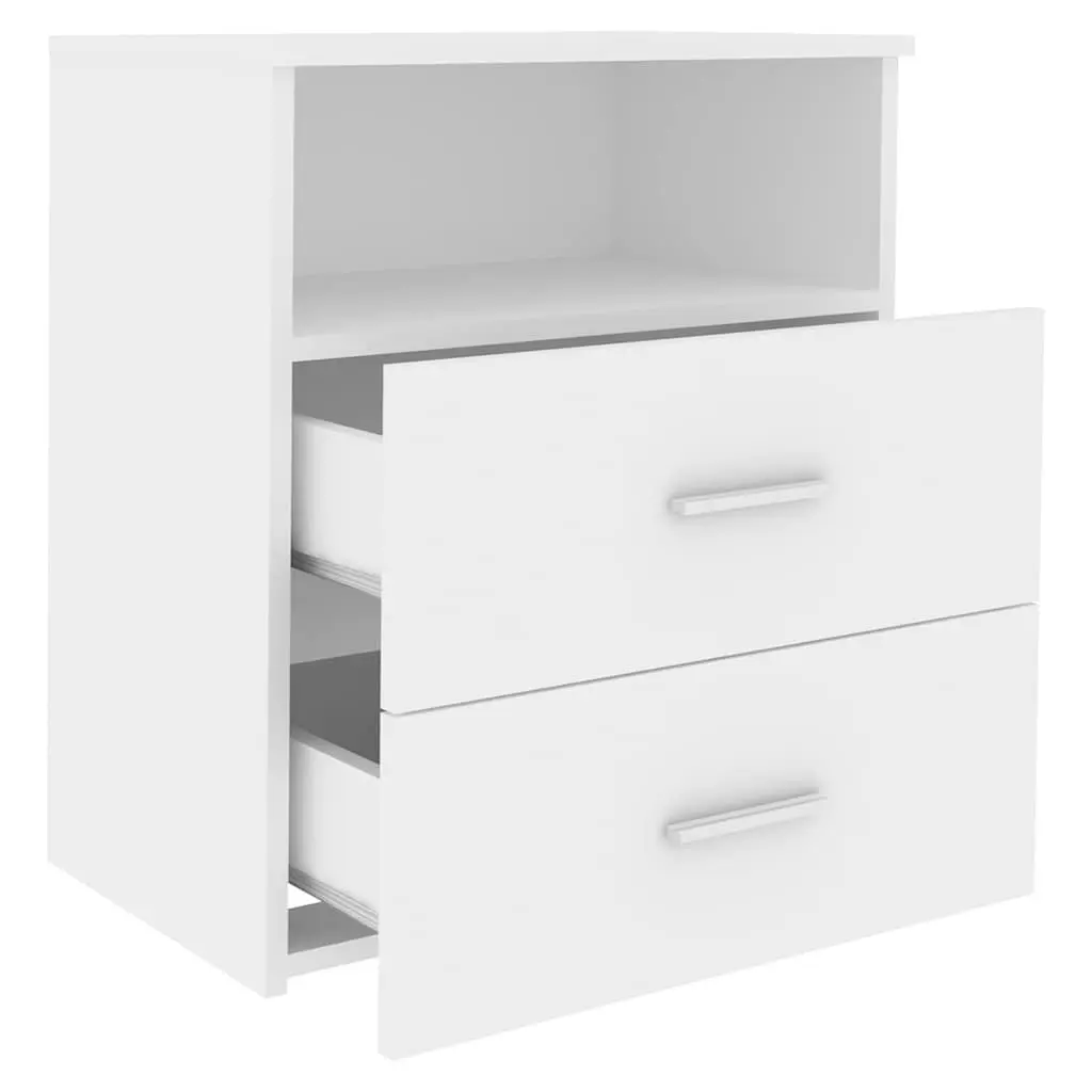 Bedside Tables 2 pcs White Bedroom Nightstand Cabinet Storage Drawers Shelf 50 x 32 x 60 cm