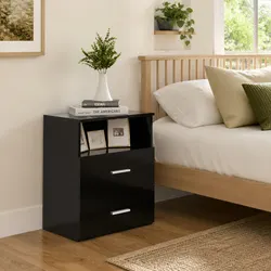 Black Bedside Table Dimensions: 50 x 32 x 60 cm