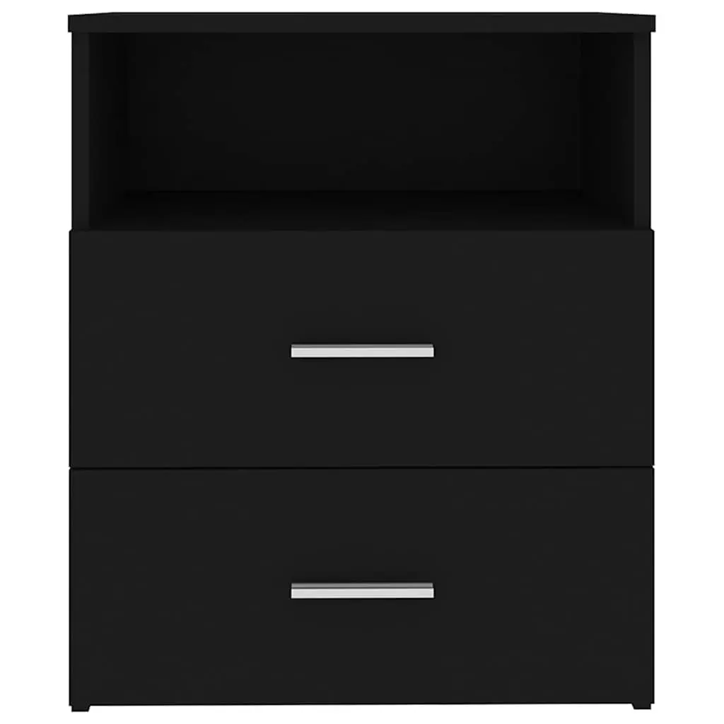 Bedside Table Cabinet Black Storage with Drawers and Shelf Nightstand Furniture