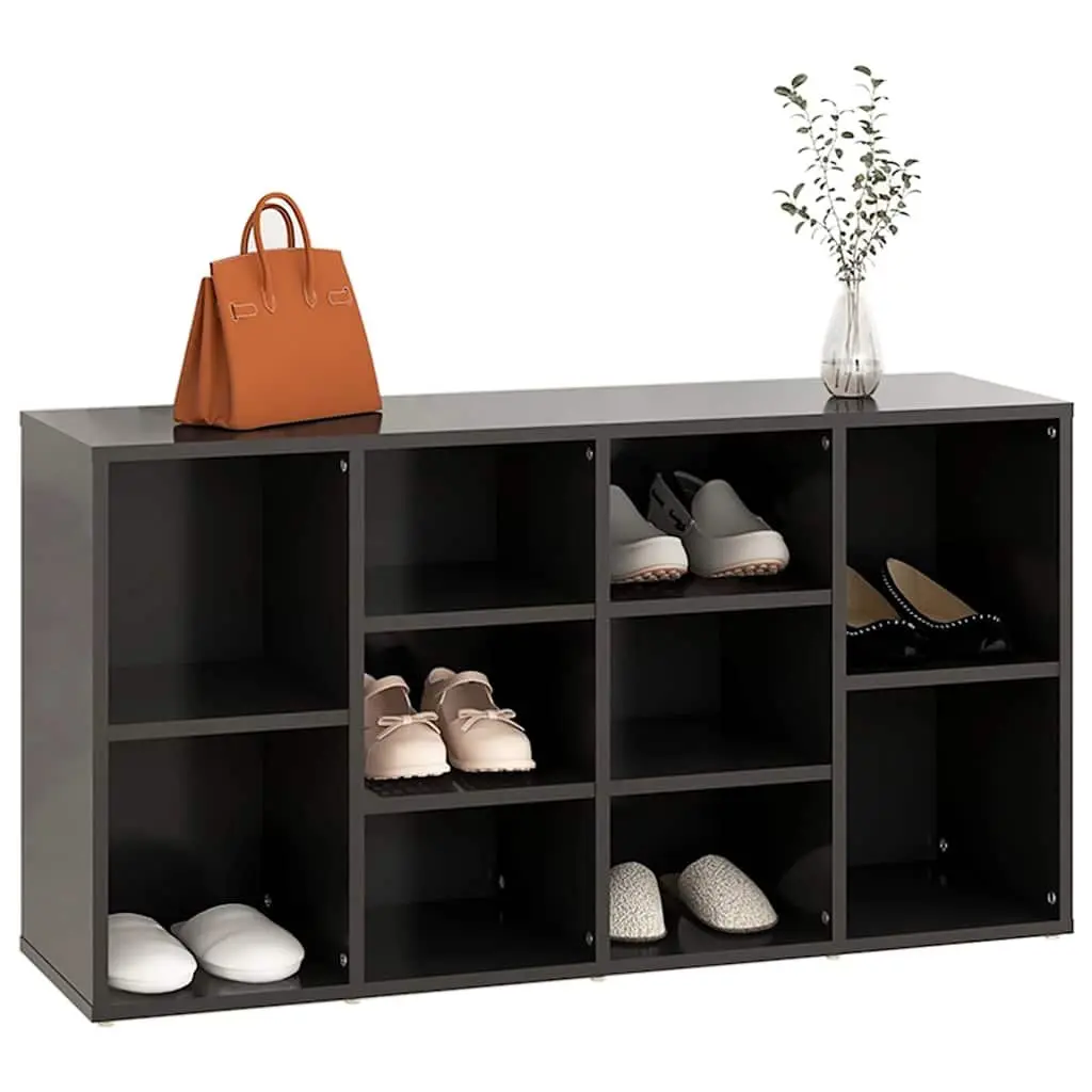 Shoe Bench Storage Organiser Grey 10 Shelves Home Organisation 103 x 30 x 55 cm