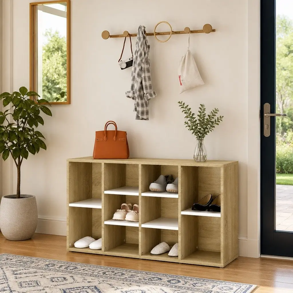 Shoe Bench Storage Cabinet Organiser for Hallway Entryway 10 Shelves