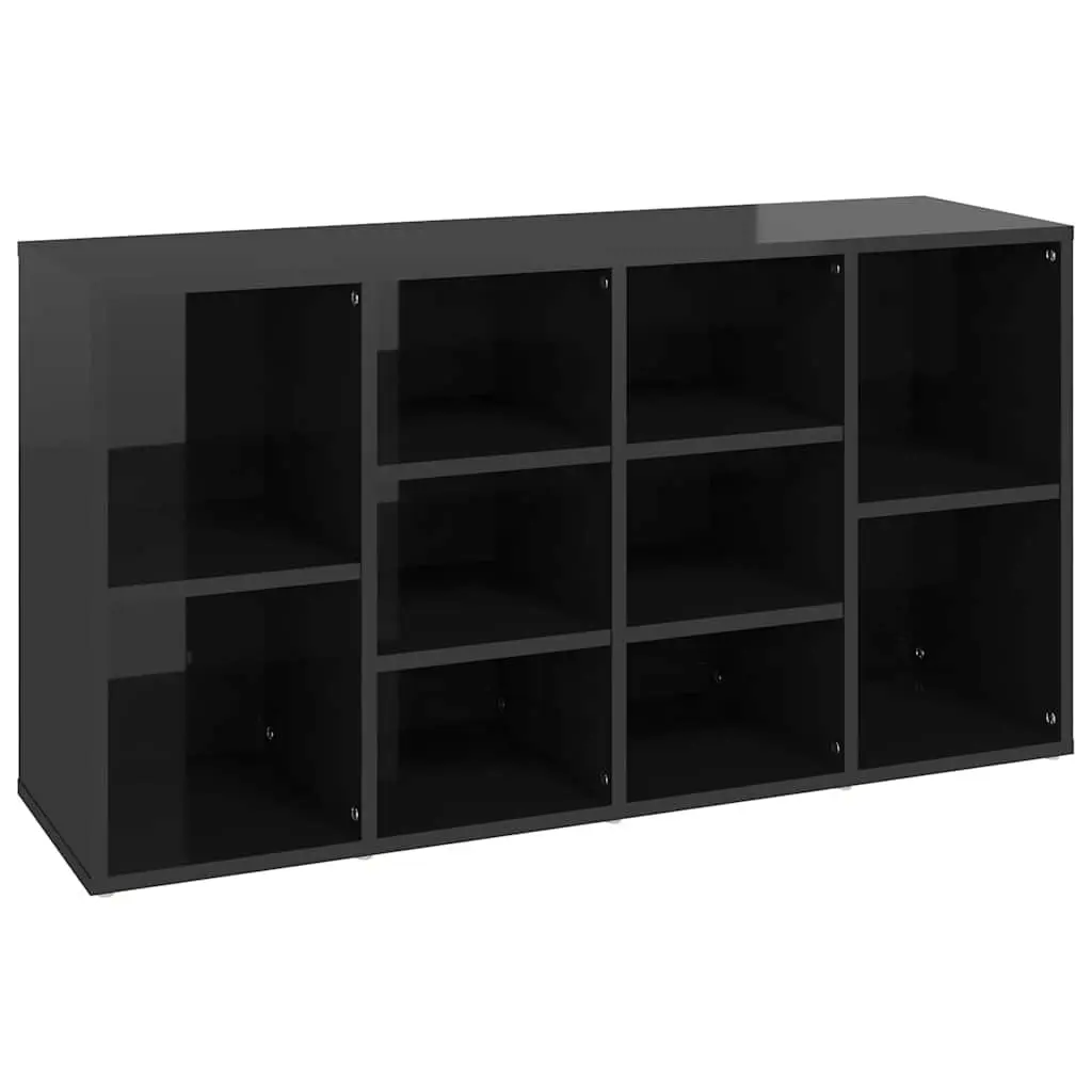 Shoe Bench Black High Gloss Storage Cabinet Organiser Rack 10 Shelves