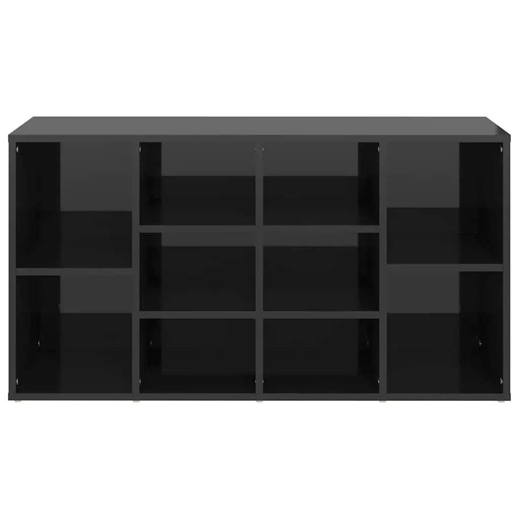 Shoe Bench Black High Gloss Storage Cabinet Organiser Rack 10 Shelves