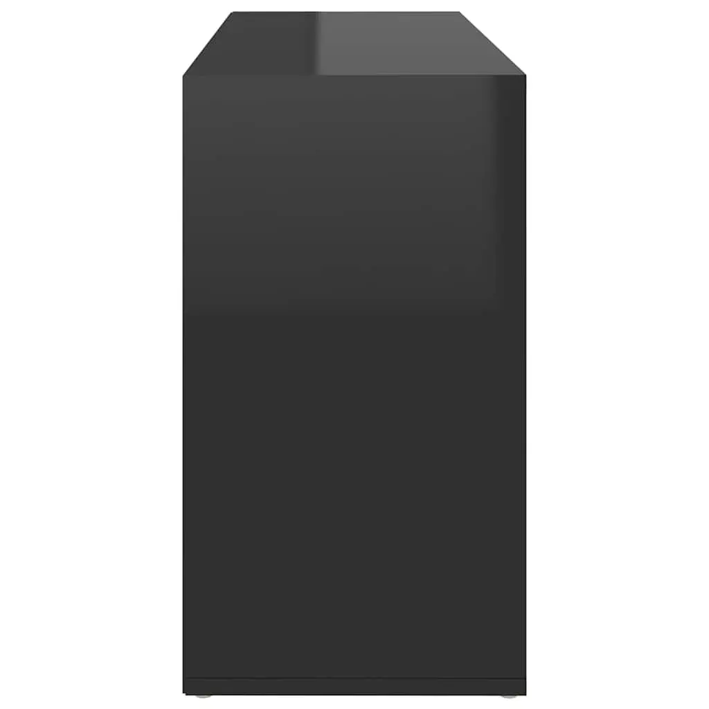 Shoe Bench Black High Gloss Storage Cabinet Organiser Rack 10 Shelves