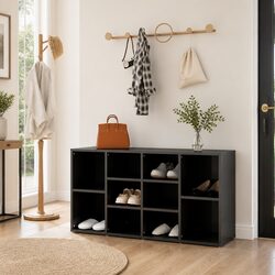 Shoe Storage Bench - 10 Shelves, Grey High Gloss