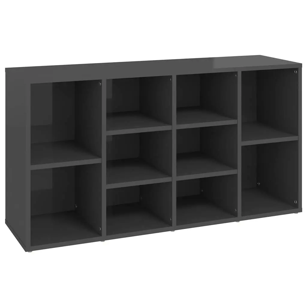 Shoe Bench Storage Cabinet Organiser 10 Shelves Grey High Gloss Home Furniture