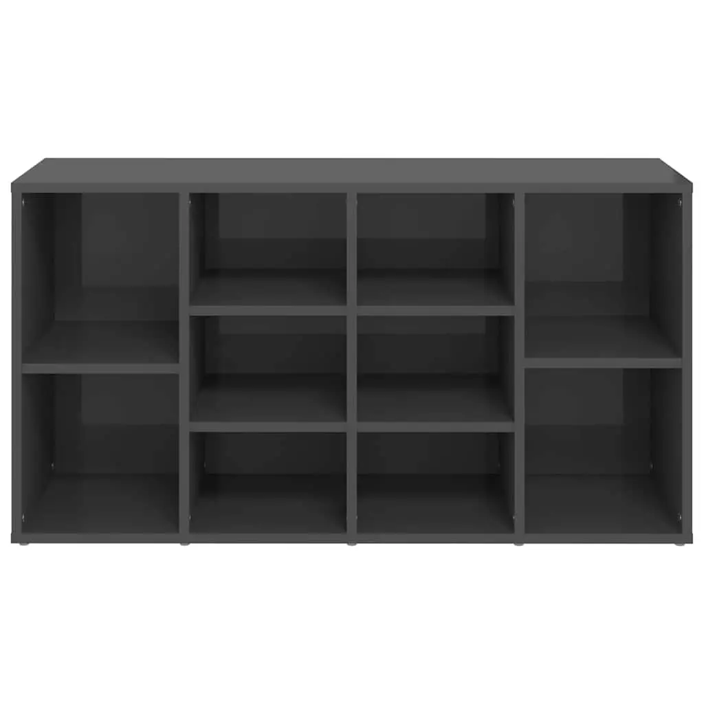 Shoe Bench Storage Cabinet Organiser 10 Shelves Grey High Gloss Home Furniture