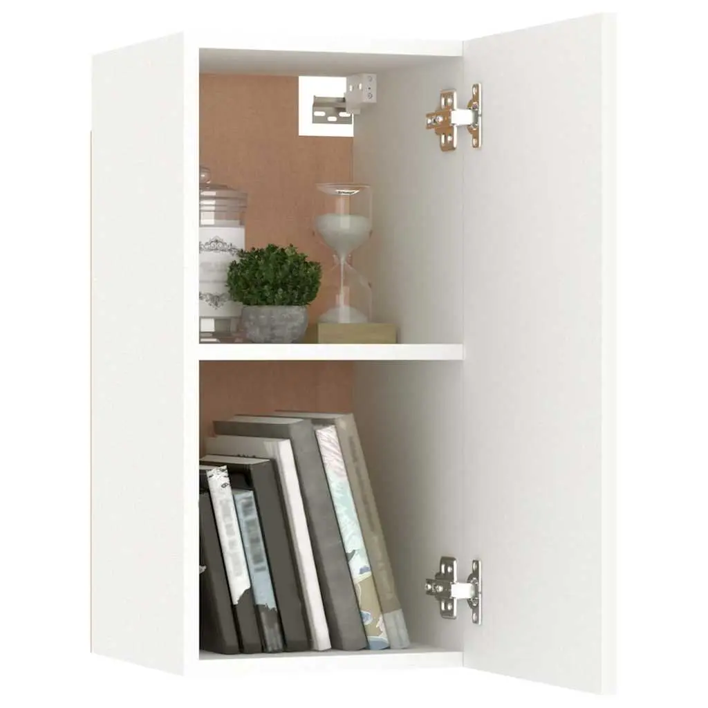 Wall-Mounted TV Cabinet White 2 Shelves Living Room Storage Display Unit