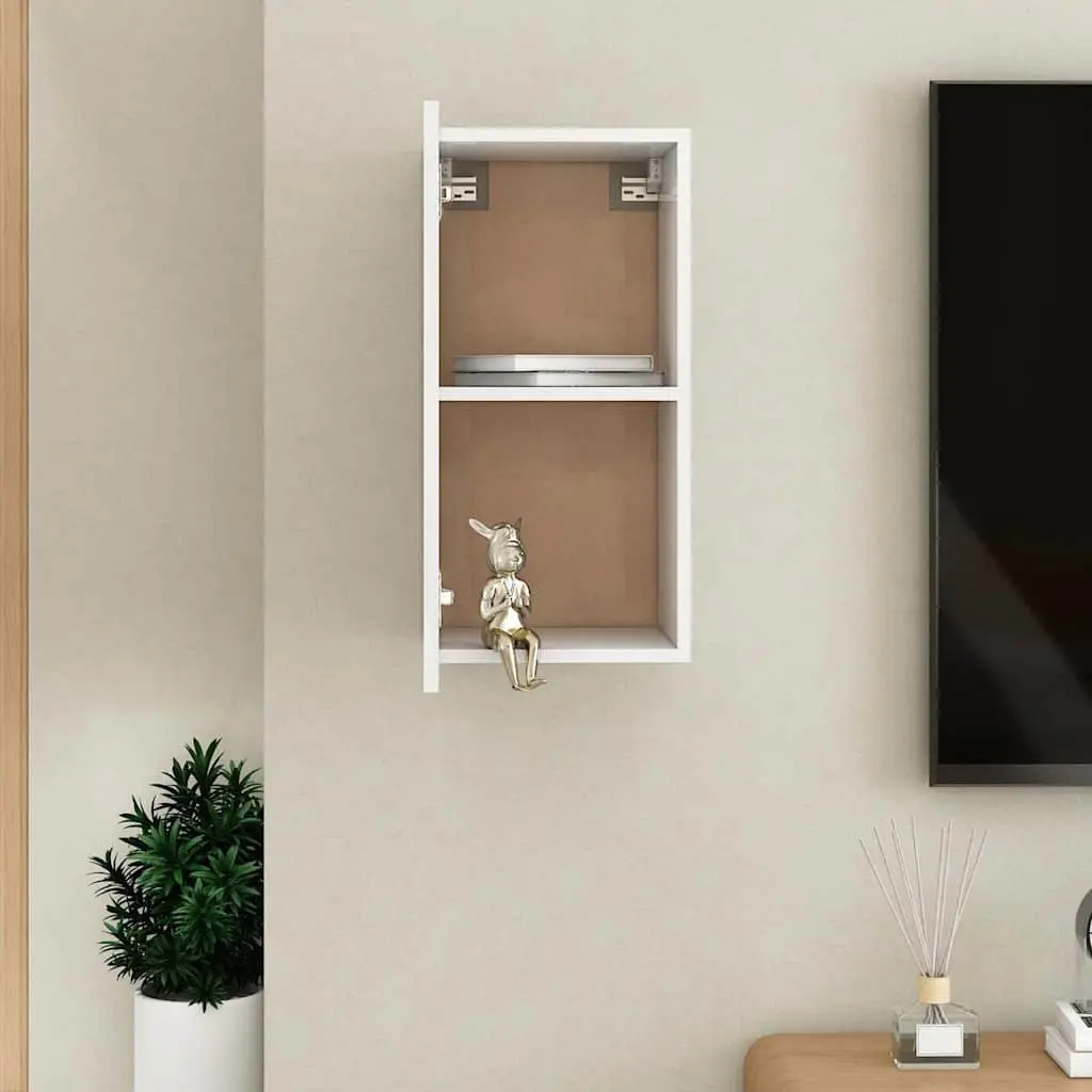 Wall-Mounted TV Cabinet White 2 Shelves Living Room Storage Display Unit
