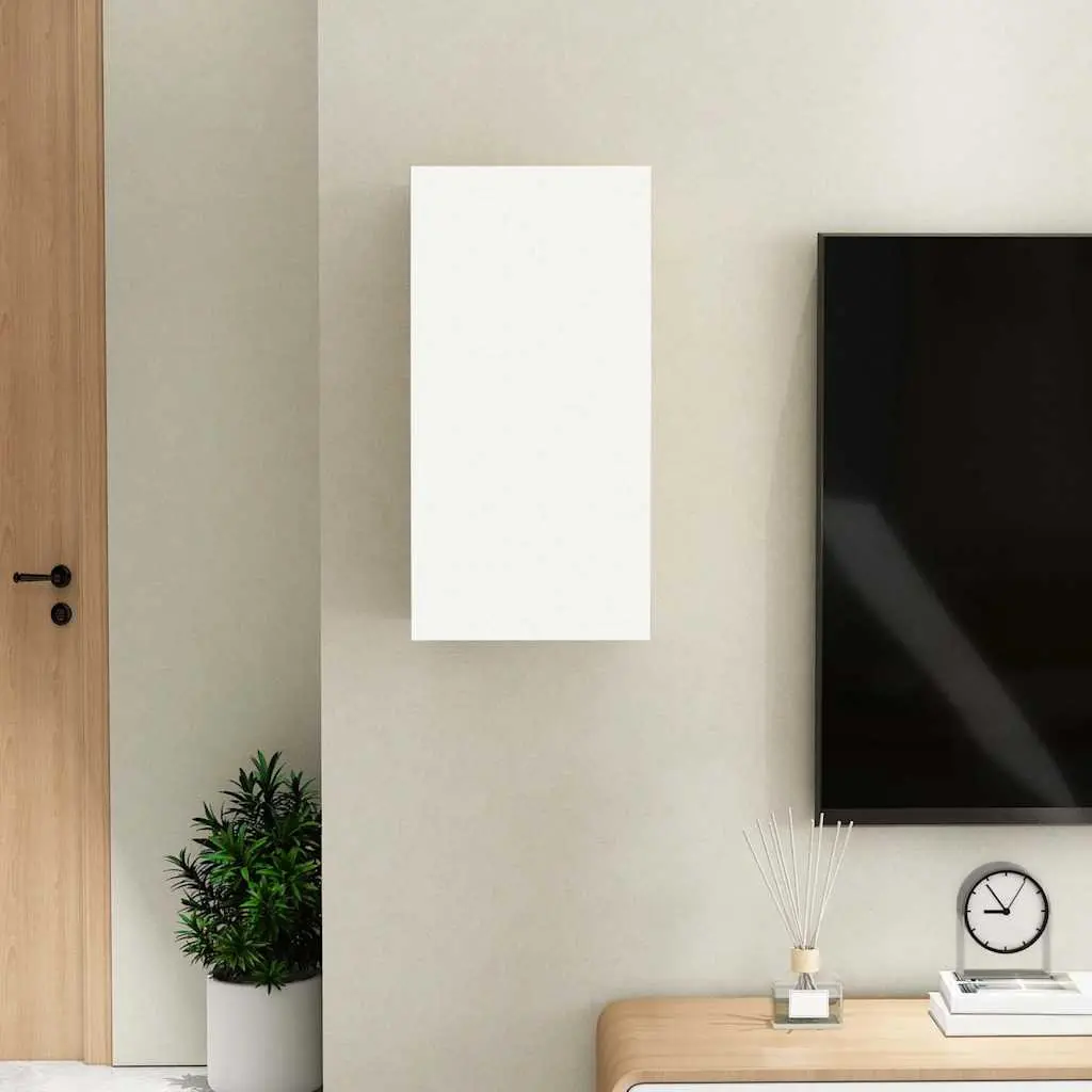 Wall-Mounted TV Cabinet White 2 Shelves Living Room Storage Display Unit