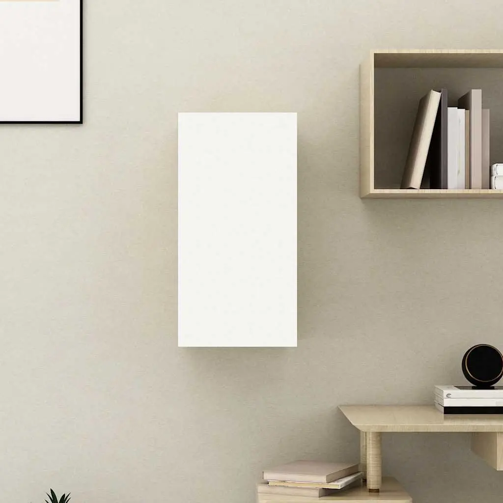 Wall-Mounted TV Cabinet White 2 Shelves Living Room Storage Display Unit