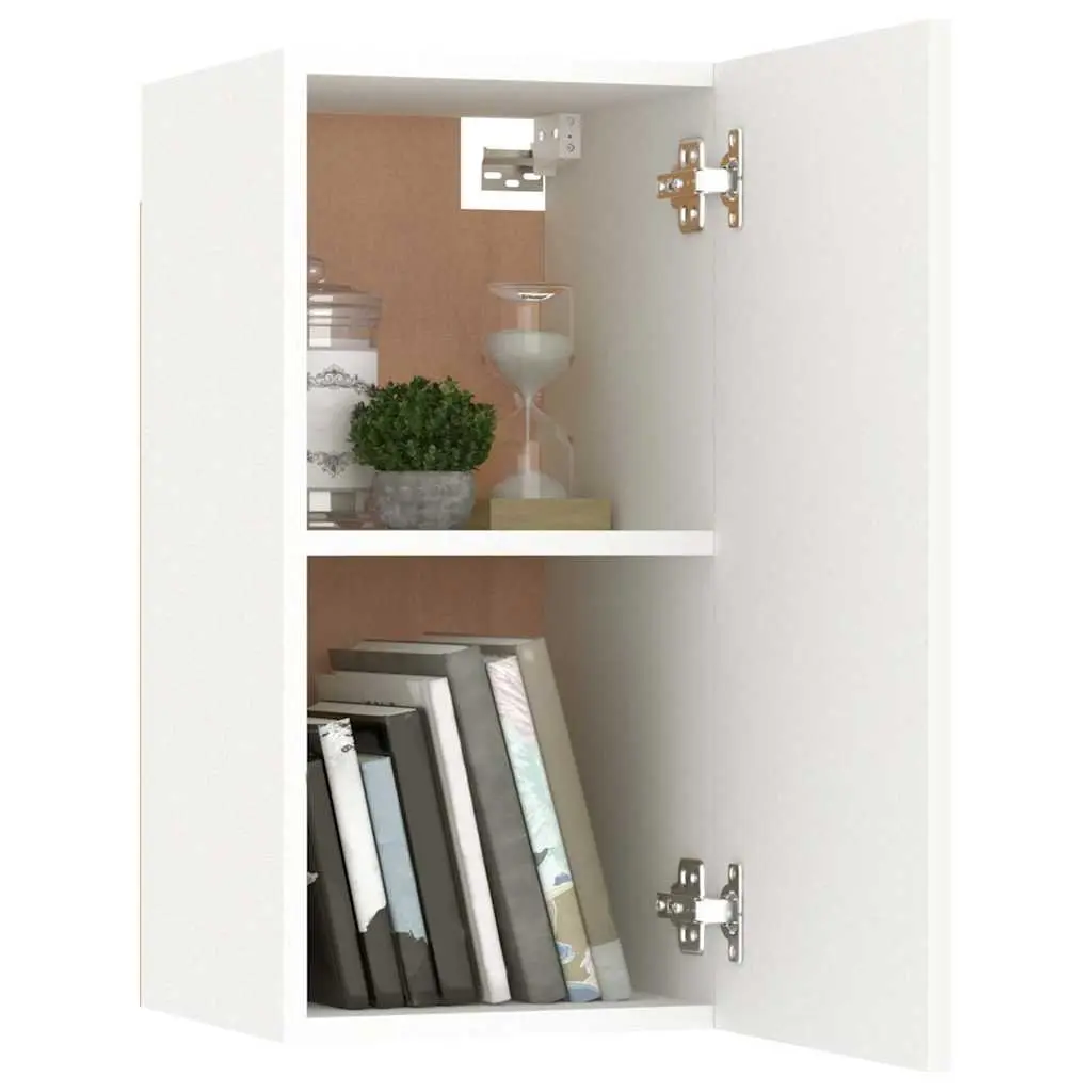 Wall-Mounted TV Cabinet Set 2 pcs White Storage Shelves Living Room Furniture