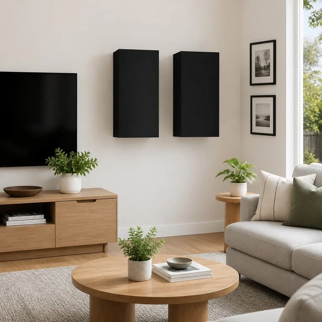 Wall-Mounted Black TV Cabinet Set