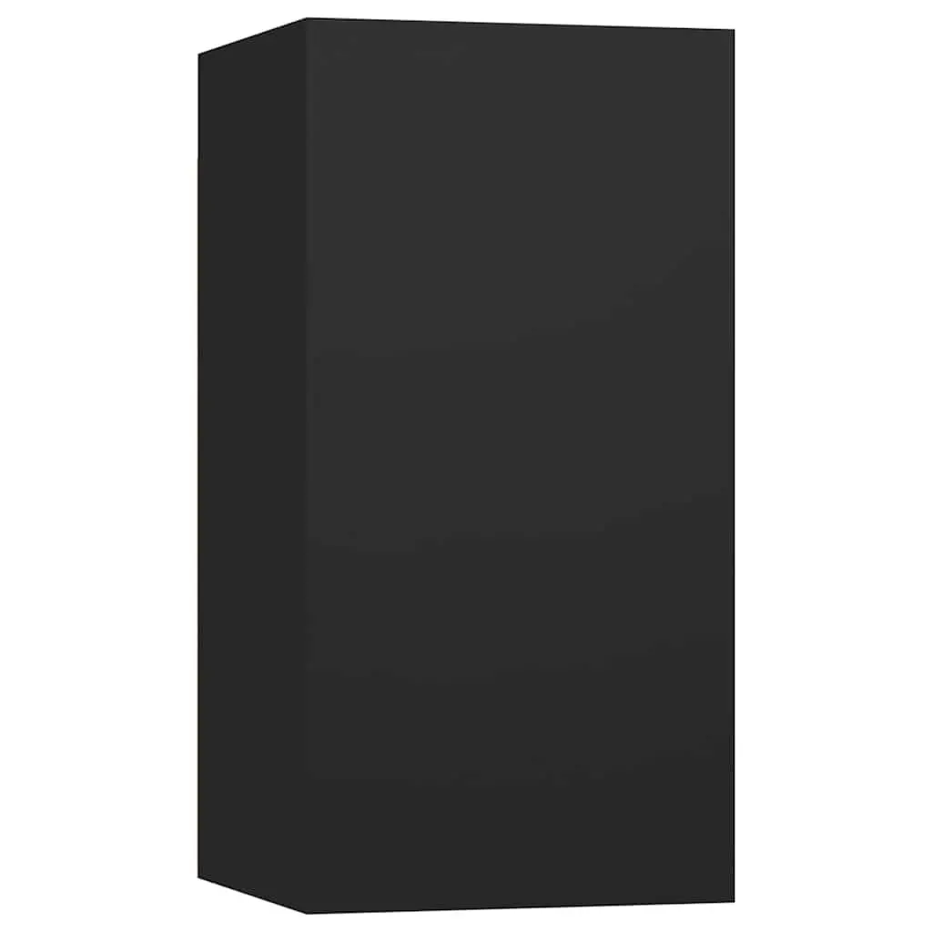 Wall-Mounted Black TV Cabinet Set