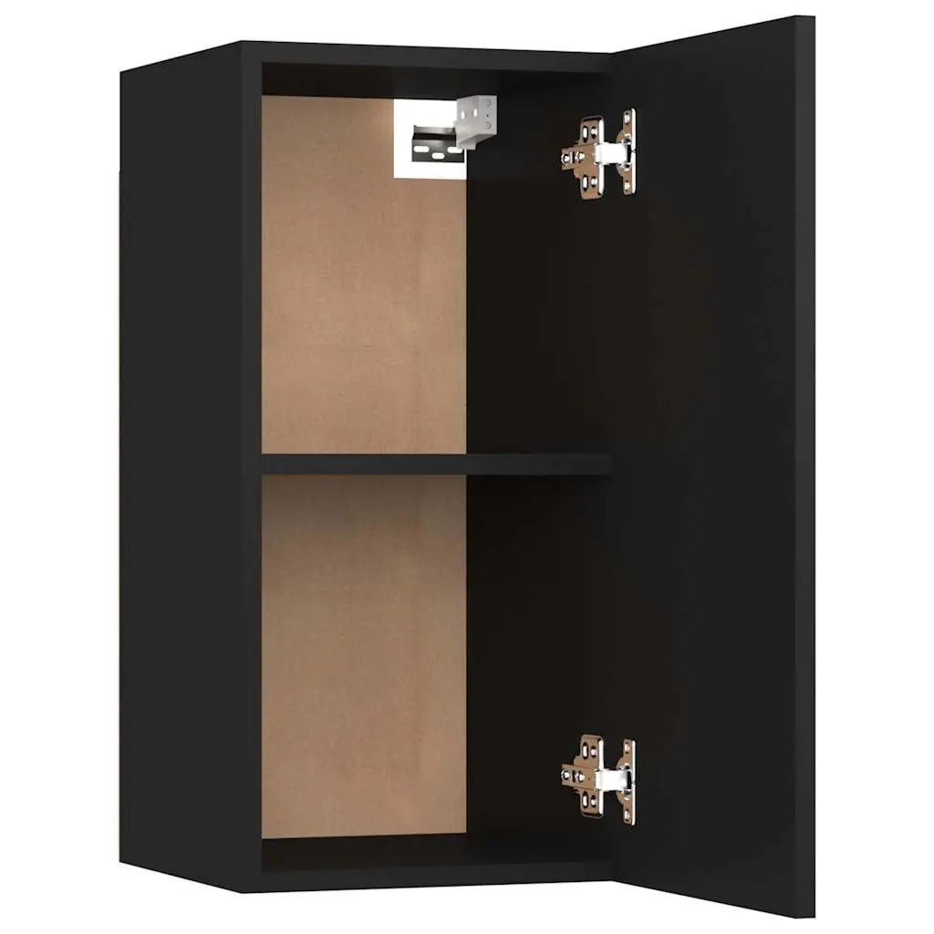 Wall-Mounted Black TV Cabinet Set