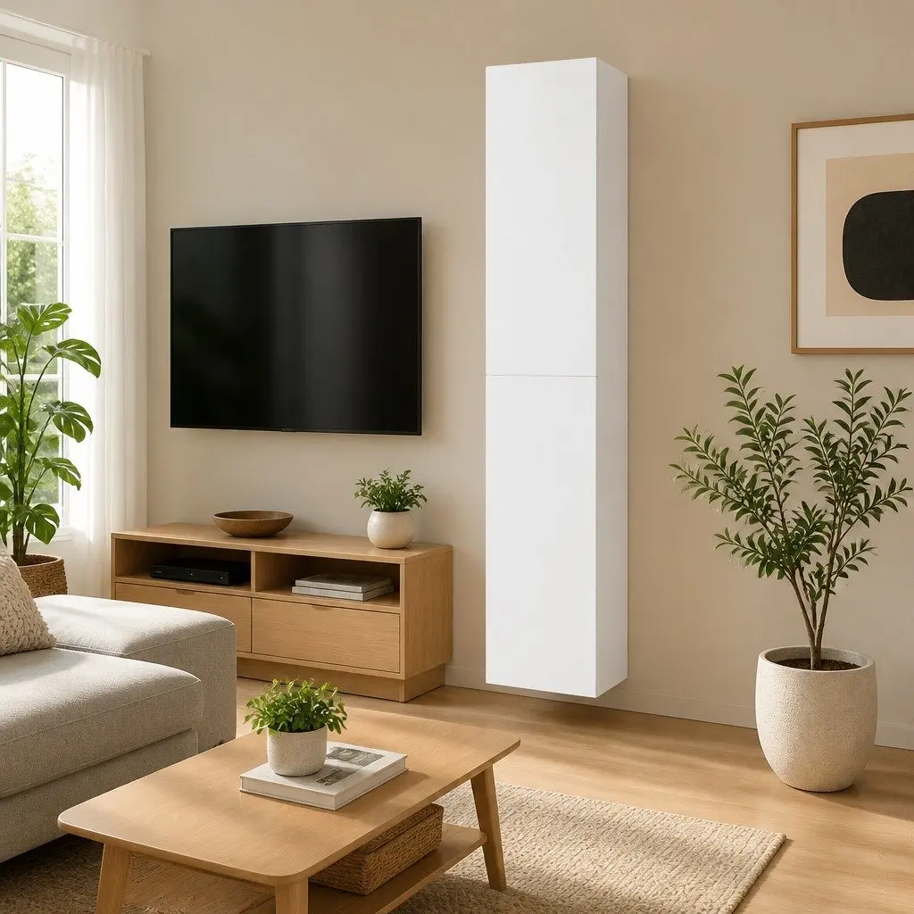 Wall-Mounted TV Cabinet Set Living Room Storage White 30.5x30x90cm