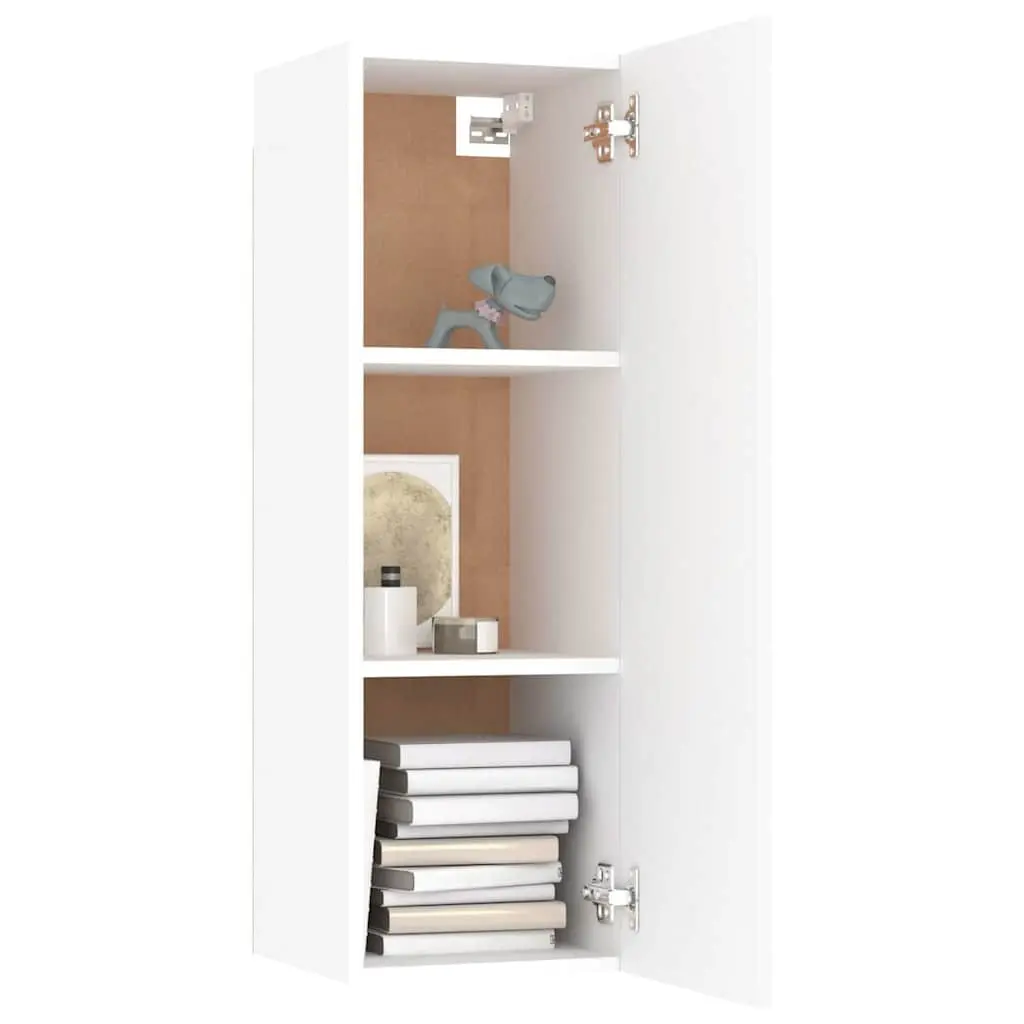 Wall-Mounted TV Cabinet Set Living Room Storage White 30.5x30x90cm