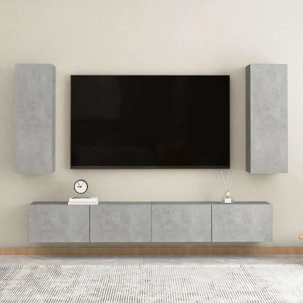 Wall-Mounted TV Cabinet Living Room Grey 30.5x30x90 cm Engineered Wood Shelves Storage
