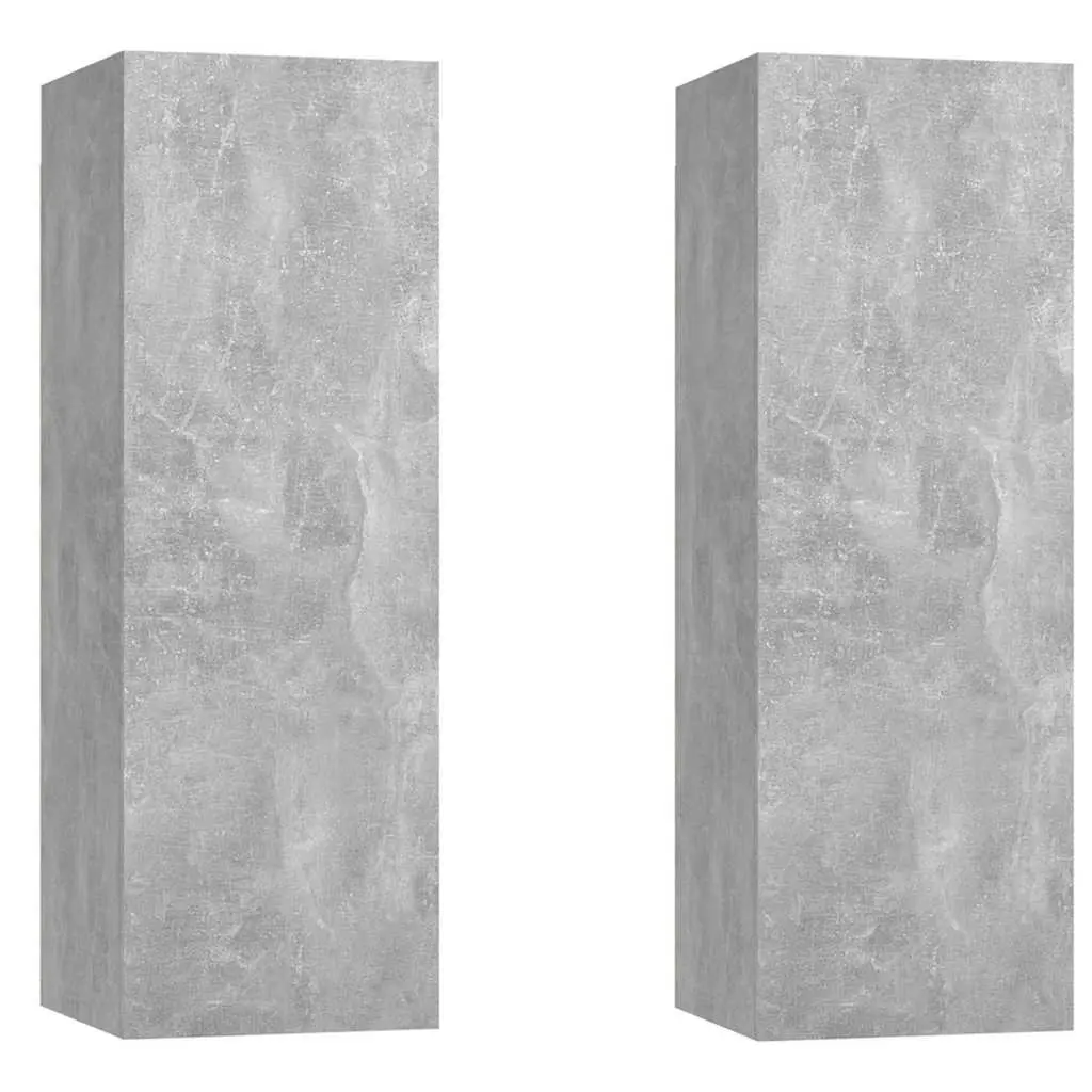Wall-Mounted TV Cabinet Set 2 pcs Grey Living Room Storage Shelving Unit 30.5 x 30 x 90 cm