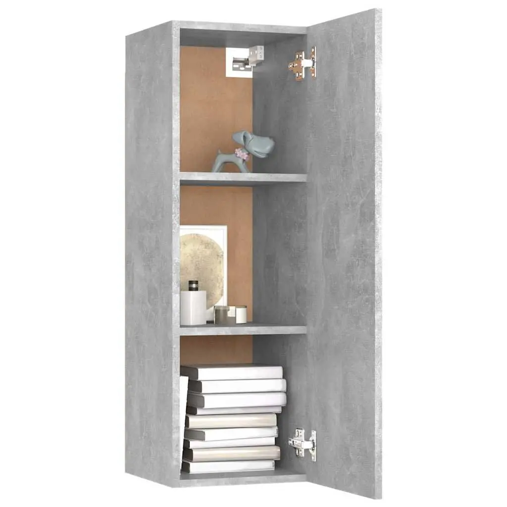 Wall-Mounted TV Cabinet Set 2 pcs Grey Living Room Storage Shelving Unit 30.5 x 30 x 90 cm