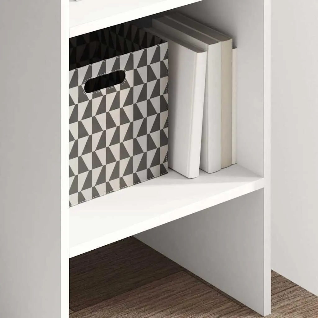 Book Cabinet White Engineered Wood Storage Shelving Unit 5 Compartments Display
