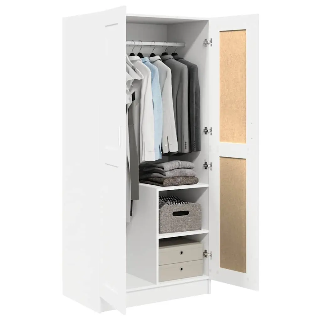 Wardrobe Cabinet Storage Organizer Bedroom Furniture White Compact 82.5 x 51.5 x 180 cm