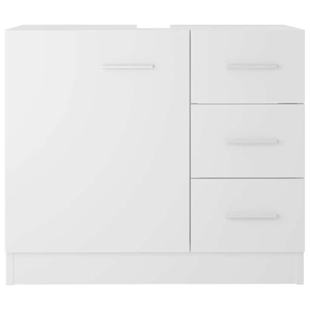 White Engineered Wood Bathroom Vanity Unit with Drawers for Sink Storage 63x30x54cm