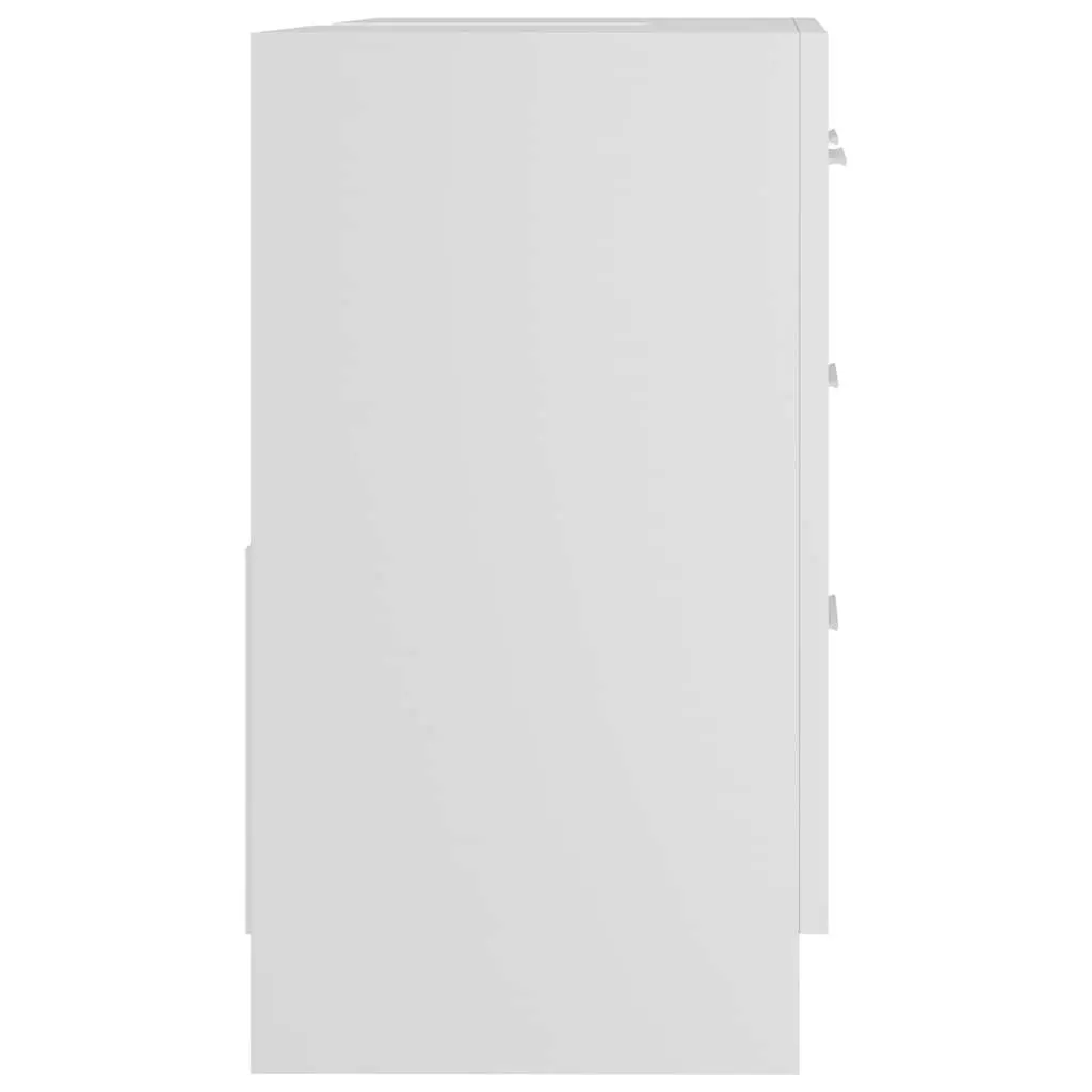 White Engineered Wood Bathroom Vanity Unit with Drawers for Sink Storage 63x30x54cm