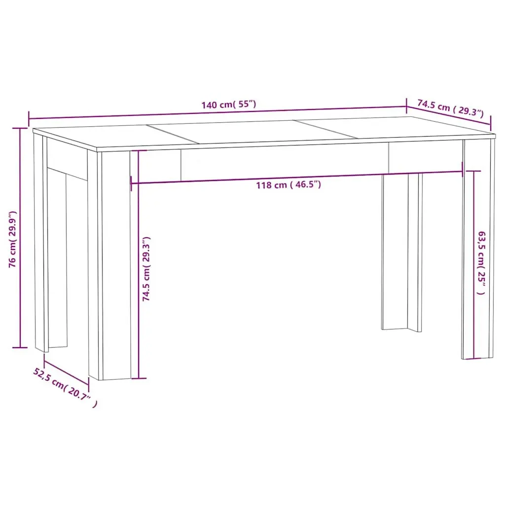 Dining Table Black Kitchen Dining Room Furniture Engineered Wood Modern Design