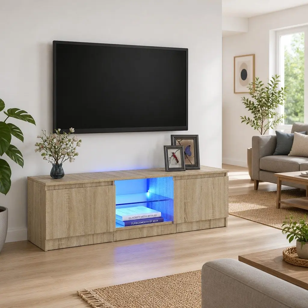 TV Cabinet for Living Room with RGB LED Lights Brown 120 x 30 x 36 cm