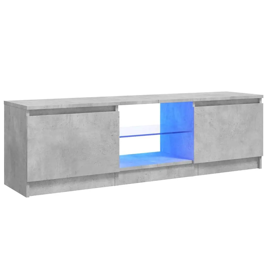 TV Cabinet with LED Lights Grey Modern Storage Unit Living Room Furniture