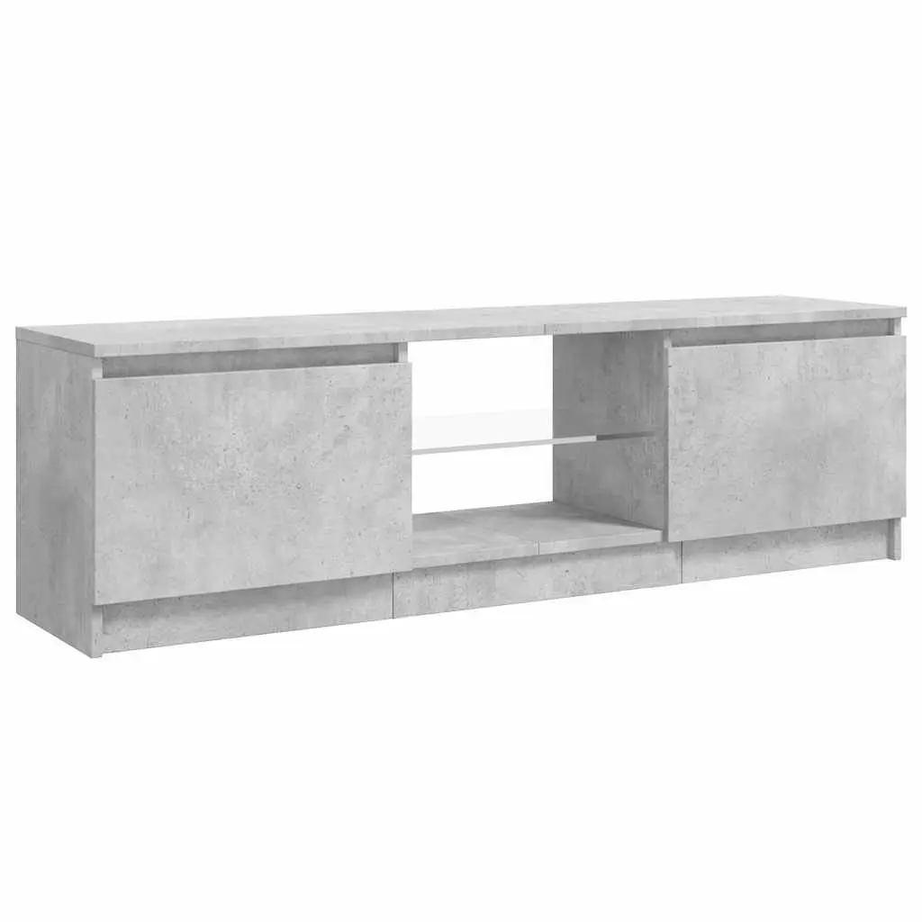 TV Cabinet with LED Lights Grey Modern Storage Unit Living Room Furniture