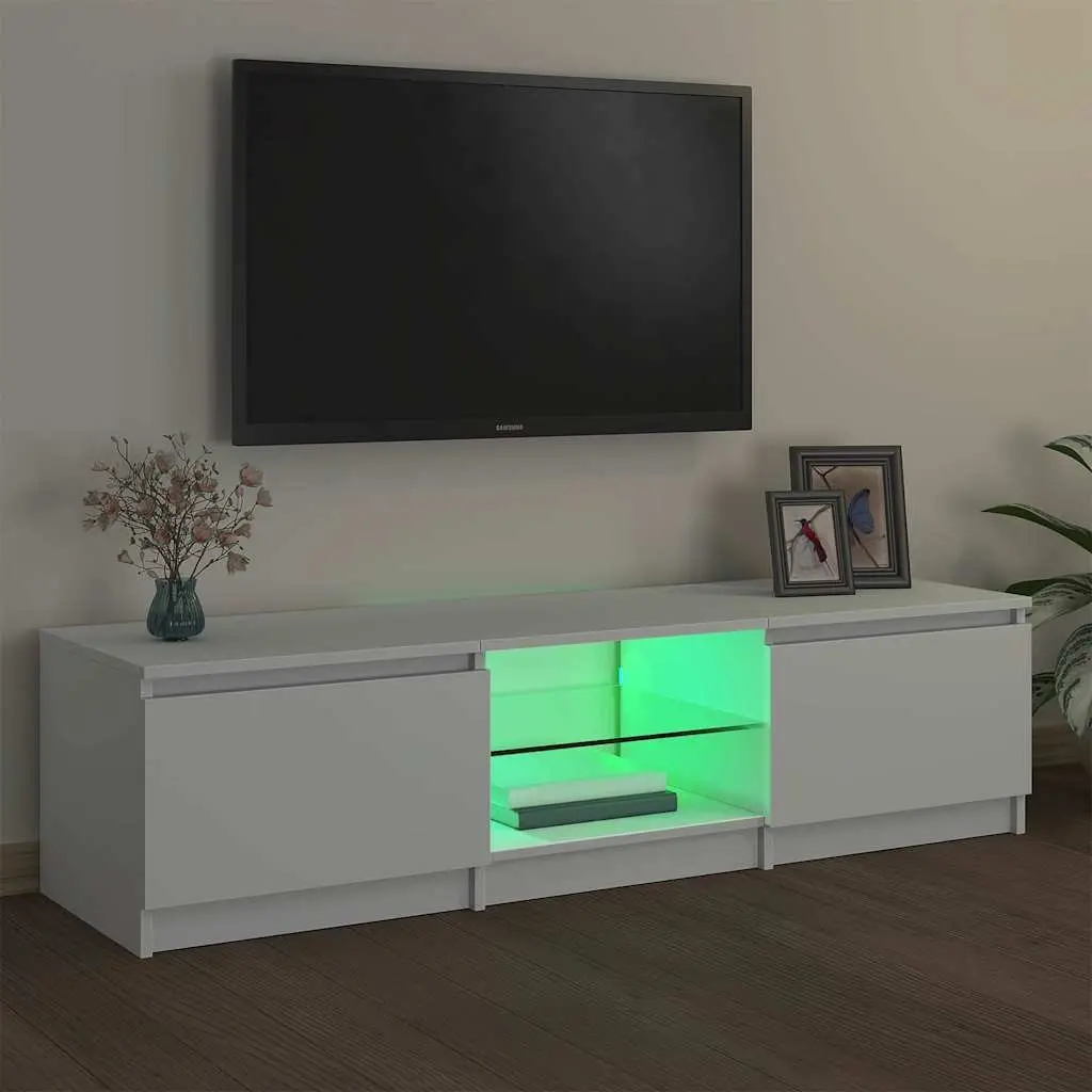 TV Cabinet Living Room 140x40x36cm Modern White with LED Lights