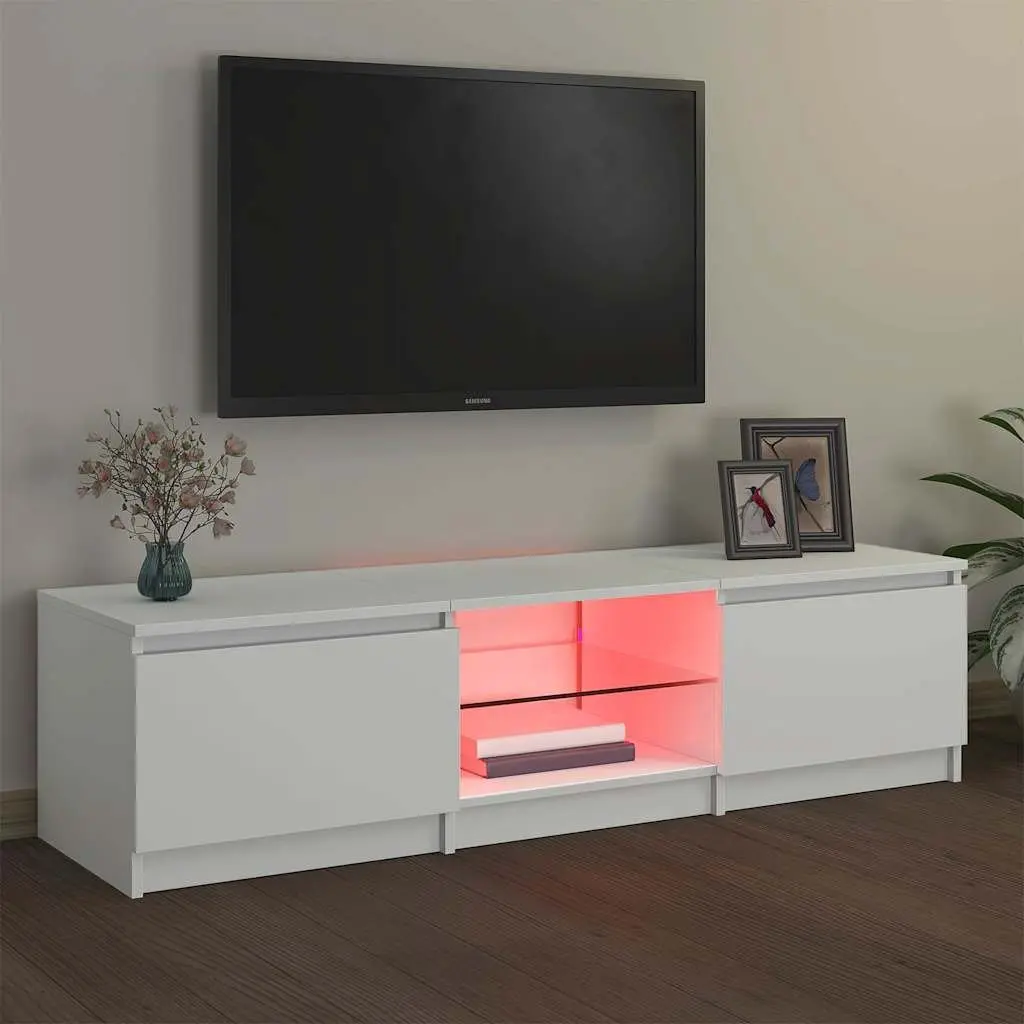 TV Cabinet Living Room 140x40x36cm Modern White with LED Lights
