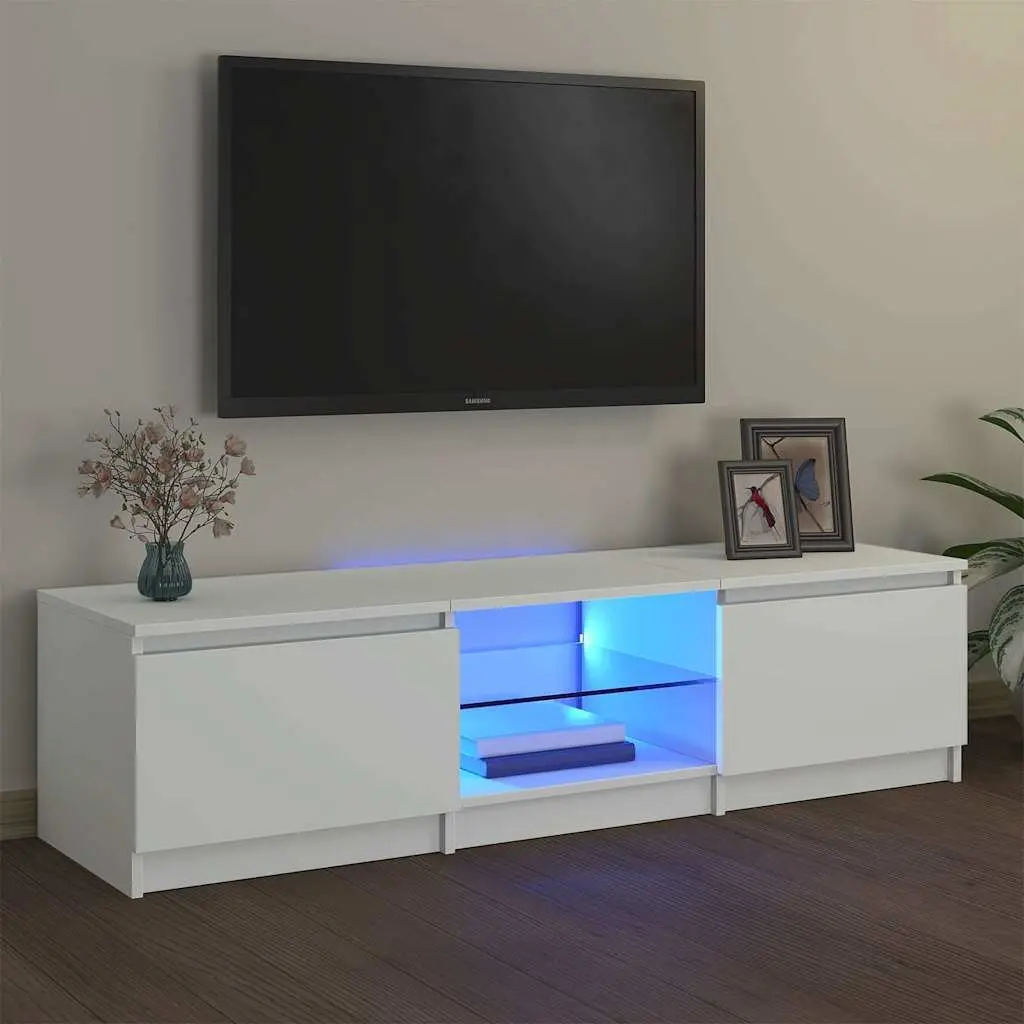 TV Cabinet Living Room 140x40x36cm Modern White with LED Lights
