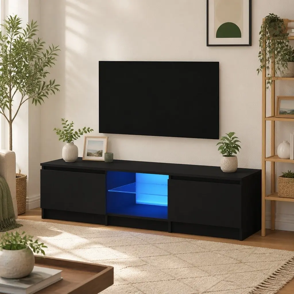 TV Cabinet for Living Room with RGB LED Lights Black 140 x 40 x 36 cm